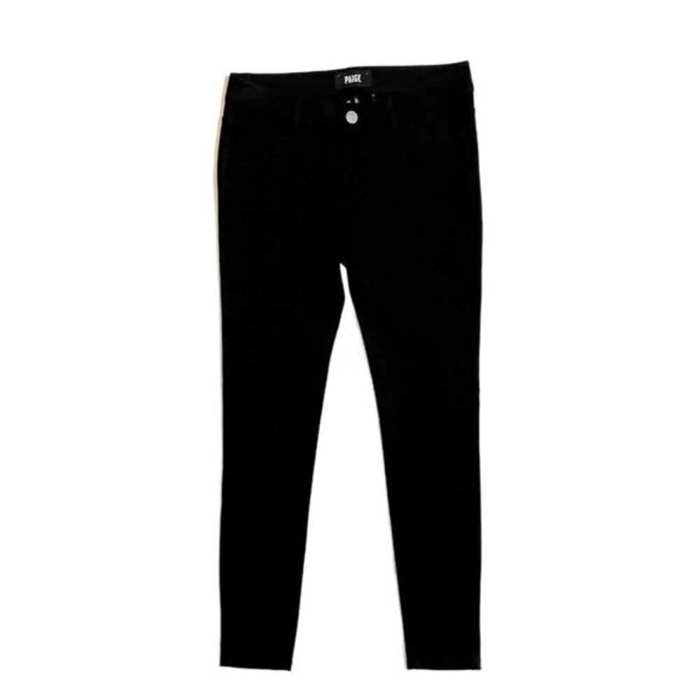 Paige Slim Pants Black Stretch Ponte Mid Rise SZ 26 New $219